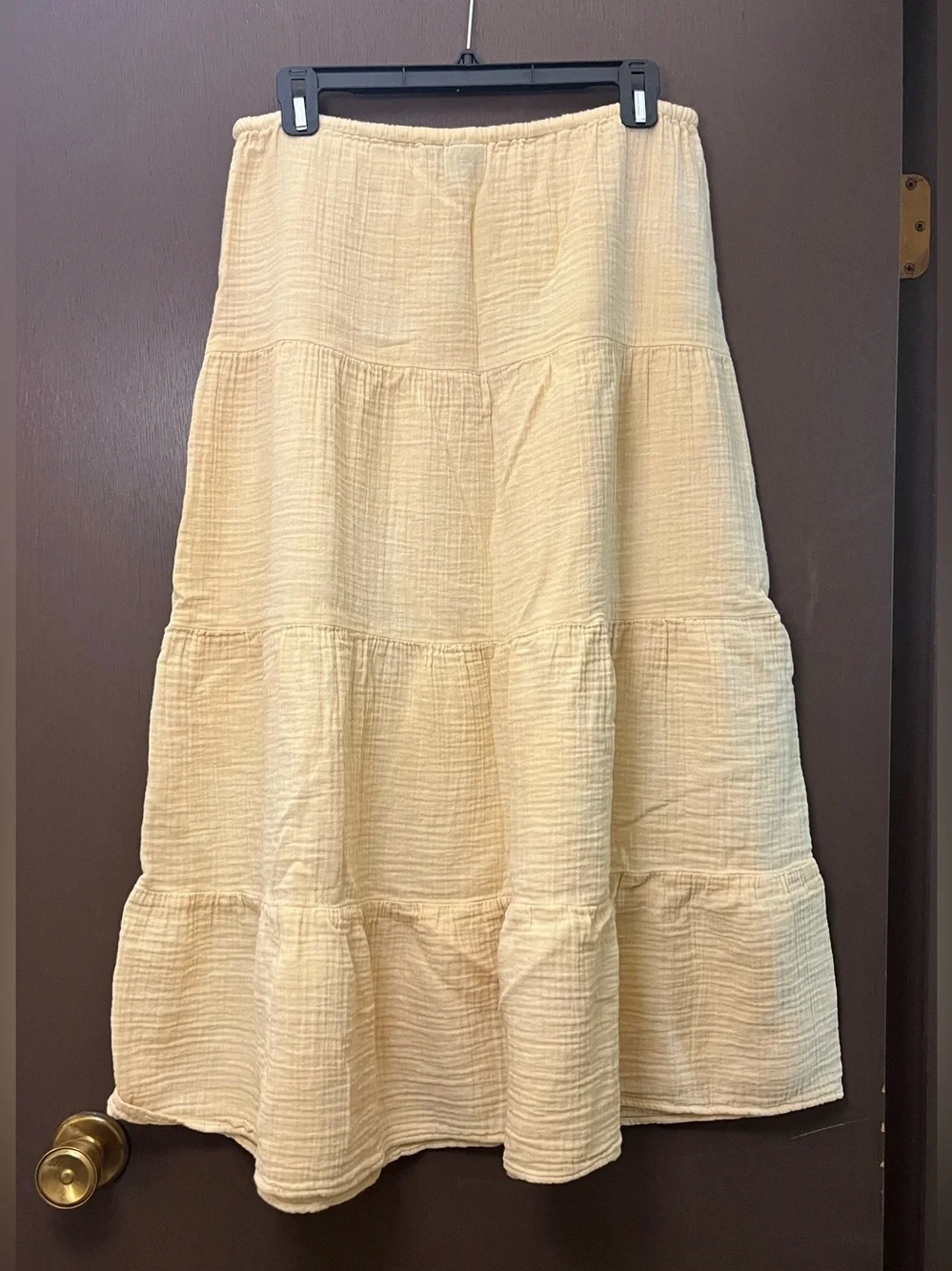 Gap Gauzy Cotton Tiered Maxi Skirt, Butter Yellow, Size Medium